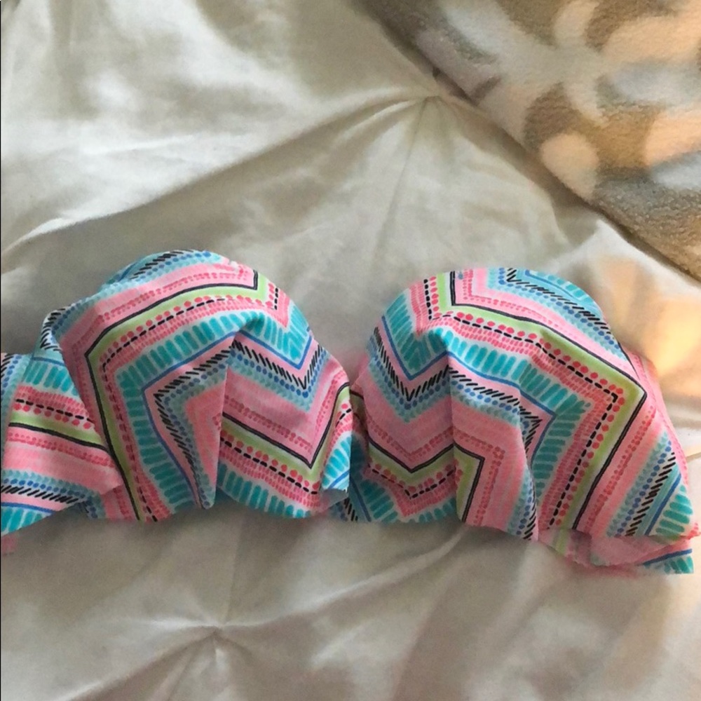 Multicolor strapless push up swim suit top